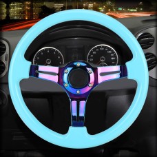 Car Colorful Modified Racing Sport Horn Button Steering Wheel, Diameter: 34.6cm(Sky Blue)