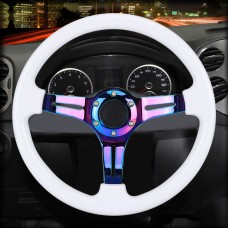 Car Colorful Modified Racing Sport Horn Button Steering Wheel, Diameter: 34.6cm(White)