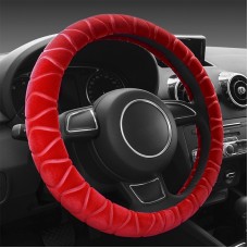 Car Universal Short Plush Warm Anti-skid Steering Wheel Cover, Adaptation Steering Wheel Diameter: 38cm (Red)