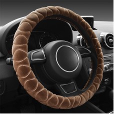 Car Universal Short Plush Warm Anti-skid Steering Wheel Cover, Adaptation Steering Wheel Diameter: 38cm (Brown)