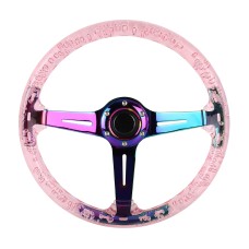 Car Universal Colorful Metal Crystal Anti-skid Steering Wheel Cover, Adaptation Steering Wheel Diameter: 38cm (Pink)