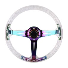 Car Universal Colorful Metal Crystal Anti-skid Steering Wheel Cover, Adaptation Steering Wheel Diameter: 38cm (Transparent)