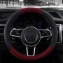 2 PCS  38cm Leather Hemp  Car Steering Wheel Cover Four Seasons General  Car Supplies(Black And Red)