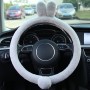Cartoon Car Steering Wheel Cover Winter Long Hair Non-Slip Steering Wheel Cover(Gray Rabbit)