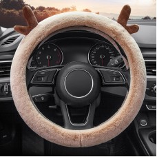 Antler Thick Plush Steering Wheel Cover, Style: O Type (Camel)