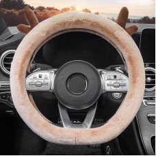 Antler Thick Plush Steering Wheel Cover, Style: D Type (Camel)