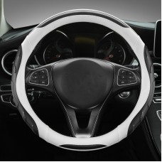 Leather Carbon Fiber Stitching Car Steering Wheel Set, Diameter: 38cm(Black White Round)