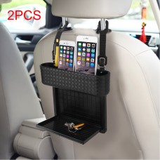 2 PCS Car Seat Crevice Storage Box Cup Drink Holder Gap Pocket Stowing Tidying for Phone Pad Card Coin Case with Hooks(Black)