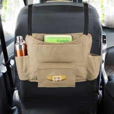 Car Auto Back Seat Drink Food Cup Bag Napkin Bag Multi-purpose Pouch Chair Back Pocket Multi-functional Car Storage Bags(Beige)