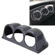 60mm Universal Horizontal Carbon lead Material 3 Triple Auto Car Dash Gauge Meter Pod Mount Holder Dashboard 3 Hole Cup Vehicle Performance Meter Instrument Accessories