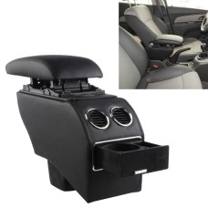 Car ABS Leather Wrapped Armrest Box, Fast Charge USB Holes and Cables for New Fit (Black Line with Air Outlet)(Black)