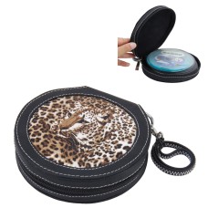 Portable Cheetah Pattern 20 CD Disc Storage Case Leather Bag Heavy Duty CD/ DVD Wallet for Car, Home, Office and Travel
