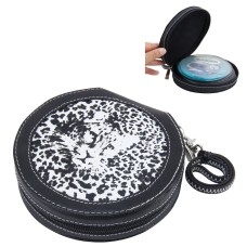 Portable Leopard Pattern 20 CD Disc Storage Case Leather Bag Heavy Duty CD/ DVD Wallet for Car, Home, Office and Travel