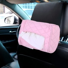 Car Auto Leather Sun Visor Backseat Hanger Tissue Box Paper Napkin Bag (Not Include Napkin) (Pink)
