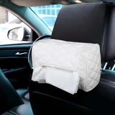 Car Auto Leather Sun Visor Backseat Hanger Tissue Box Paper Napkin Bag (Not Include Napkin) (White)