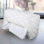 Car Auto Leather Sun Visor Backseat Hanger Tissue Box Paper Napkin Bag (Not Include Napkin) (White)