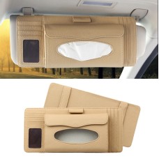 Deranfu 3 в 1 Lichee Texture Multifunt Car Type Type Leather Towen Box с слотом для карты и слотом CD (бежевый)