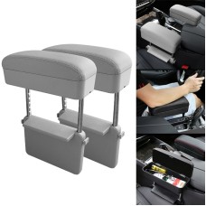2 PCS Universal Car PU Leather Wrapped Armrest Box Cushion Car Armrest Box Mat with Storage Box (Grey)