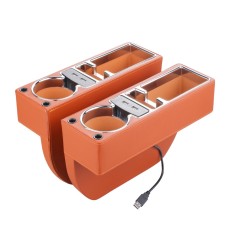 Автомобиль многофункциональный двойная USB-консольная консольная кожаная коробка с кожаной коробкой для чашки сиденья сиденье зазоры боковой шкаф (коричневый)
