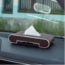Car Dashboard Diamond Paper Towel Box with Temporary Parking Phone Number Card & Phone Holder (Coffee)