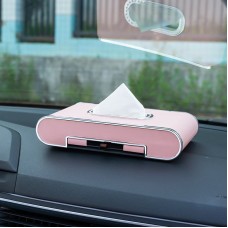 Car Dashboard Diamond Paper Towel Box with Temporary Parking Phone Number Card & Phone Holder (Pink)
