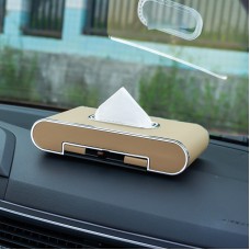 Car Dashboard Diamond Paper Towel Box with Temporary Parking Phone Number Card & Phone Holder (Beige)