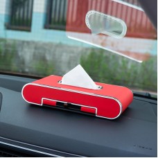 Car Dashboard Diamond Paper Towel Box with Temporary Parking Phone Number Card & Phone Holder (Red)