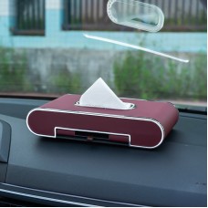 Car Dashboard Diamond Paper Towel Box with Temporary Parking Phone Number Card & Phone Holder (Wine Red)