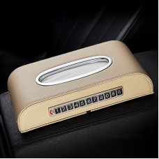 Universal Car Tissue Box with Temporary Parking Phone Number Card(Beige)