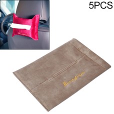 5 PCS Car Velvet Embroidered Tissue Box Storage Bag(Khaki)