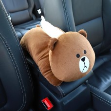 Universal Car Armrest Box Tissue Box Creative Cartoon Cute Tissue Box Car Interior Products Car Accessories(Little brown bear)