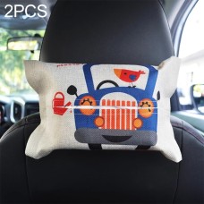 2 PCS Cartoon Cloth Car Seat Back Hanging Storage Tissue Case Box Container Towel Napkin Papers Bag Holder Box Case(Car)