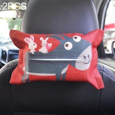 2 PCS Cartoon Cloth Car Seat Back Hanging Storage Tissue Case Box Container Towel Napkin Papers Bag Holder Box Case(Donkey)