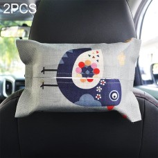 2 PCS Cartoon Cloth Car Seat Back Hanging Storage Tissue Case Box Container Towel Napkin Papers Bag Holder Box Case(Lucky bird)