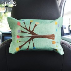 2 PCS Cartoon Cloth Car Seat Back Hanging Storage Tissue Case Box Container Towel Napkin Papers Bag Holder Box Case(Tree)