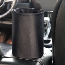 2 PCS Leather Foldable Car Trash Can Mini Chair Back Suspended Waterproof Trash Can(Black)