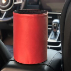 2 PCS Leather Foldable Car Trash Can Mini Chair Back Suspended Waterproof Trash Can(Wine Red)