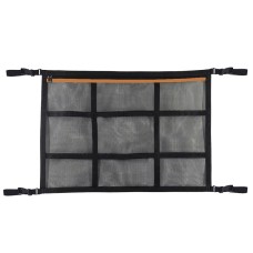 Adjustable Hanging Car Inside Roof Luggage Clothing Storage Net Bag Car Storage Network Pocket, Size: 80x55cm(Double Zipper+Webbing (Black+Orange bag))
