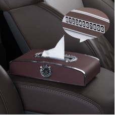 Car Clock Tissue Box Multi-Function Vehicle Instrument Table Paper Towel Box, Style: Clock+Parking Card (Agate)