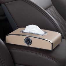 Car Clock Tissue Box Multi-Function Vehicle Instrument Table Paper Towel Box, Style: With Clock (Ivory)