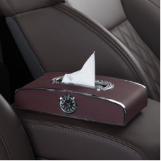 Car Clock Tissue Box Multi-Function Vehicle Instrument Table Paper Towel Box, Style: With Clock (Agate)