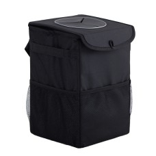 With Cover Car Trash Can Foldable Car Chair Back Trash Can Waterproof Box, Size: 15 x 15 x 25cm(Black)