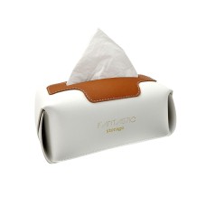 SJM0041 Car PU Paper Tissue Box Hotel Napkin Paper Box Toilet Paper Box(White)