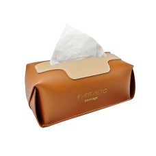 SJM0041 Car PU Paper Tissue Box Hotel Napkin Paper Box Toilet Paper Box(Ocherored)