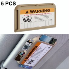 5 PCS Car Sun Visor Card Holder Pass Fuel Card Holder Parking Number Card(Beige Bagged)