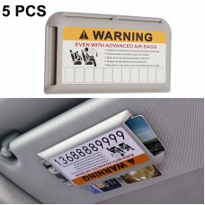 5 PCS Car Sun Visor Card Holder Pass Fuel Card Holder Parking Number Card(Gray Bagged)