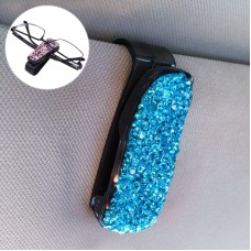 Car Pure Color Diamond Mounted Glasses Bill Clip Holder (Blue)
