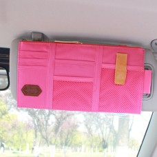 Multi-functional Auto Car Sun Visor Sunglass Holder Card Storage Holder Inner Pouch Bag(Pink)