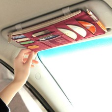 Multi-functional Auto Car Sun Visor Sunglass Holder Card CD Storage Holder Inner Pouch Bag(Red)