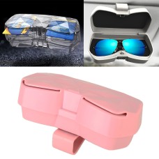 Car Multi-functional Glasses Case Sunglasses Storage Holder with Card Slot, Diamond Style (Pink)
